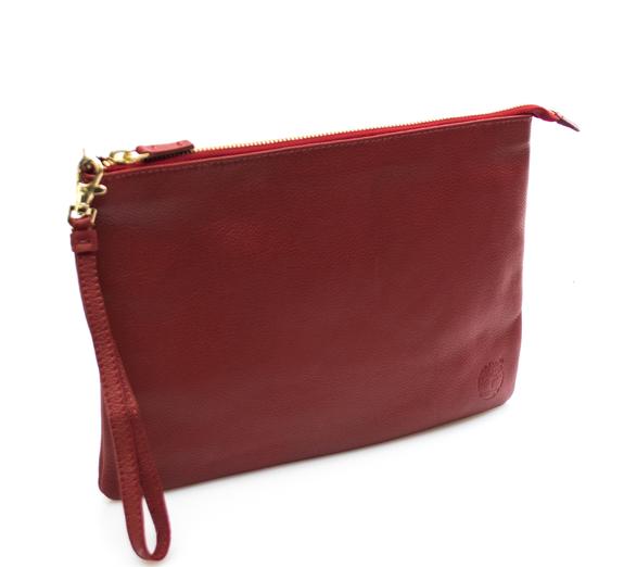  Clutch bag with cuff, in leather RED - Women’s Bags