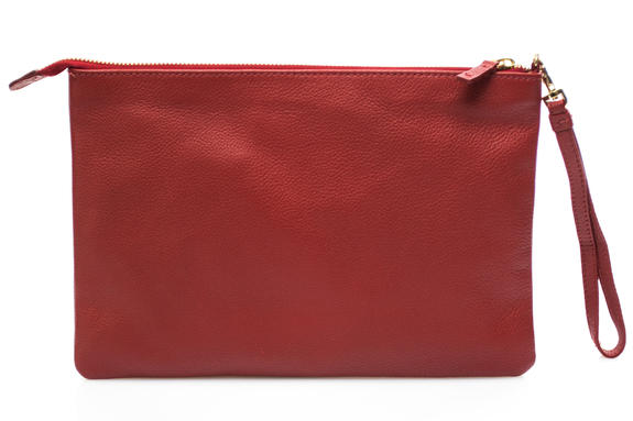  Clutch bag with cuff, in leather RED - Women’s Bags