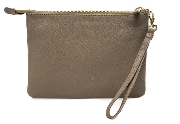 clutch bag Textured leather, small size NATURAL - Women’s Bags