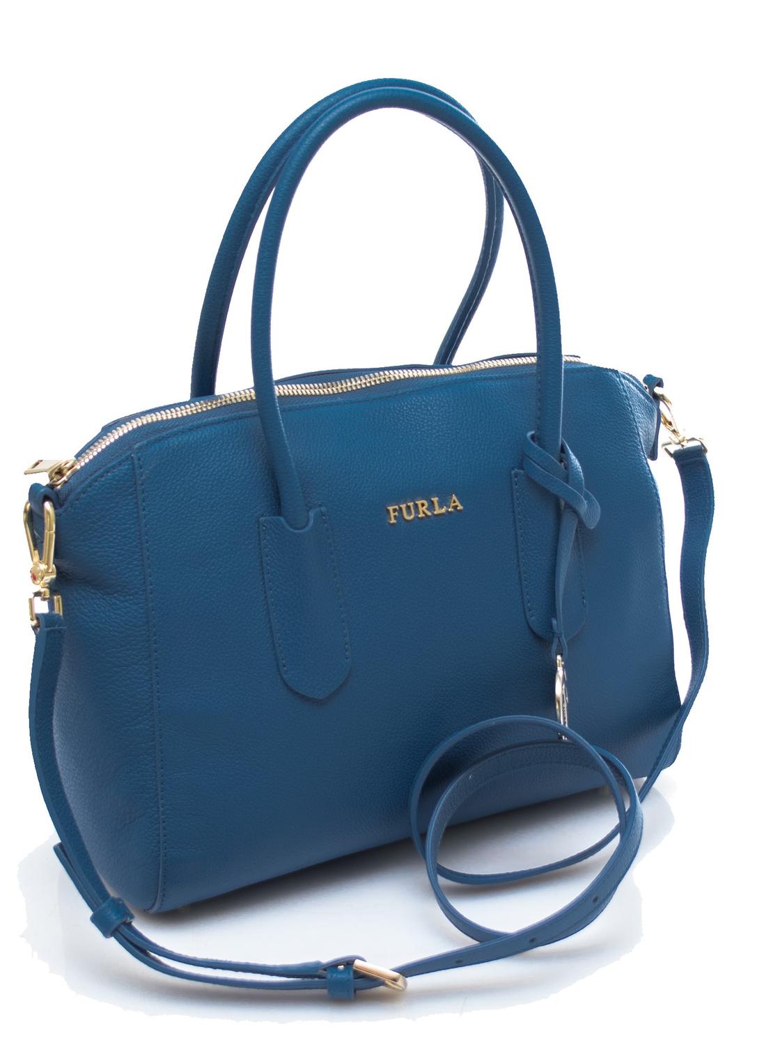 Furla Tessa S Satchel Handbag With Shoulder Strap Gentian Shop Online