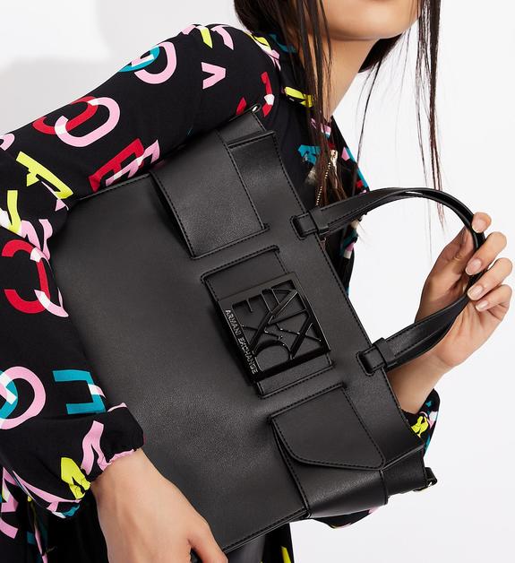 A|X BUCKLE Hand shopper, with shoulder strap Black - Women’s Bags