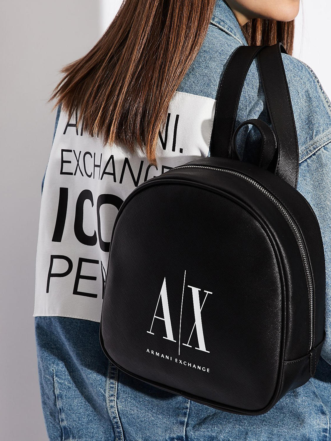 armani exchange black backpack