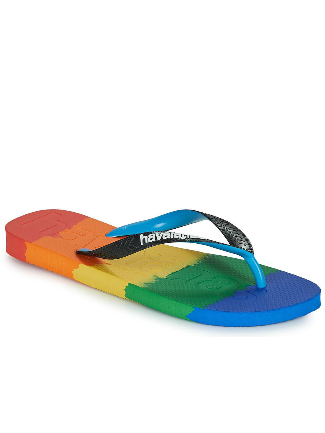 Havaianas Women's Top Pride Strap Flip Flop Sandals - Black with Rainbow  Strap, 6