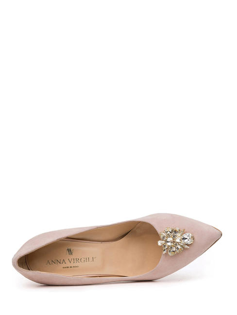 CATIA1988 Suede leather décolleté with jewel appliqué pink - Women’s shoes
