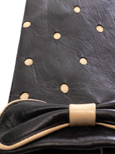 guanto in pelle pois e fiocchetto  Black - Gloves