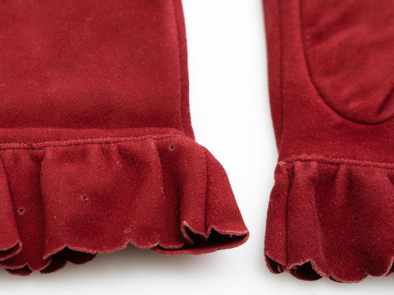 guanto con rouche in suede  bordeaux - Gloves
