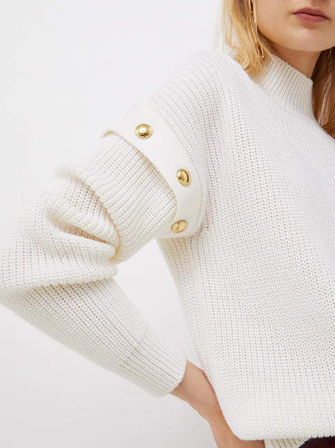   High neck sweater with studs bialana - Women's Sweaters