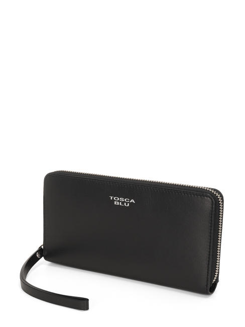 BASIC Large zip around wallet in leather Black - Women&rsquo;s Wallets