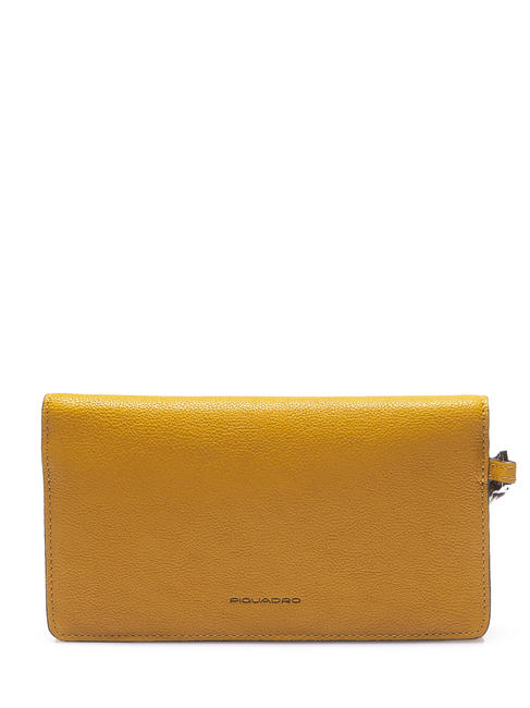 CAMPIONARIO - BLACK SQUARE Clutch bag with cuff, in leather Yellow - Tablet holder& Organizer