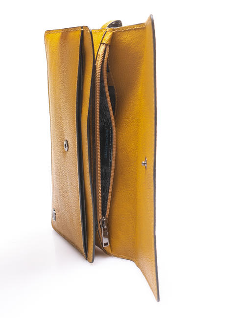 CAMPIONARIO - BLACK SQUARE Clutch bag with cuff, in leather Yellow - Tablet holder& Organizer