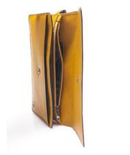 PIQUADRO CAMPIONARIO - BLACK SQUARE Clutch bag with cuff, in leather Yellow - Tablet holder& Organizer - 3