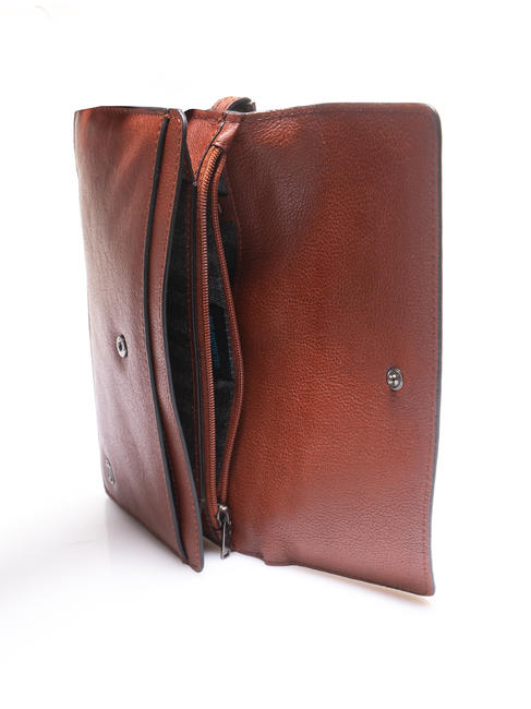 CAMPIONARIO - BLACK SQUARE Clutch bag with cuff, in leather LEATHER - Tablet holder& Organizer