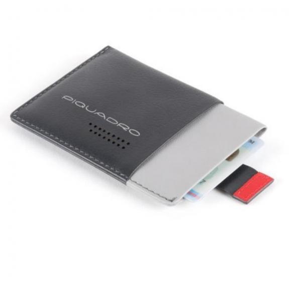 URBAN Credit card holder in leather Grey - Men&rsquo;s Wallets