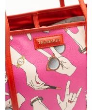 TRUSSARDI Shopping bag con stampa all over  Fuchsia - Women’s Bags - 3