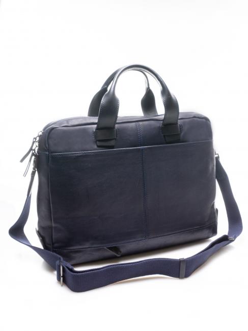CAMPIONARIO - PYRAMID Leather briefcase, 15 "pc holder blue - Work Briefcases