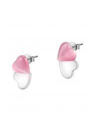 MORELLATO CUORE Silver earrings with cat eye pink / white - Earrings - 3