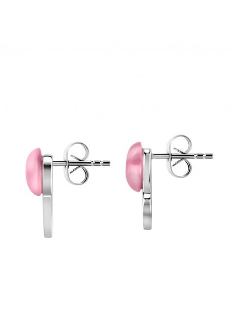 CUORE Silver earrings with cat eye pink / white - Earrings