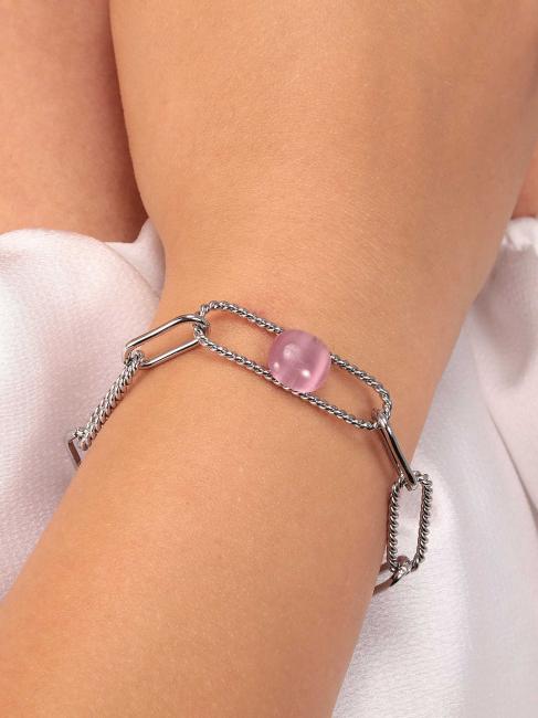 1930 Steel bracelet with cat eye fuchsia - Bracelets