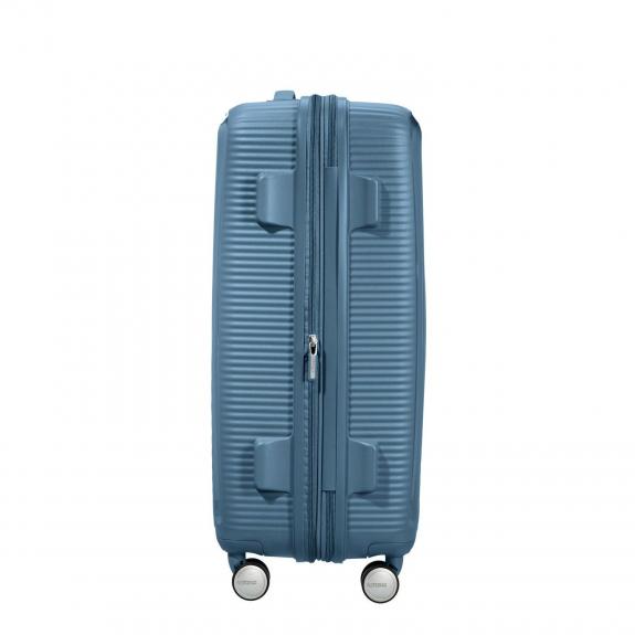 SOUNDBOX SPINNER Medium trolley, expandable stone blue - Rigid Trolley Cases