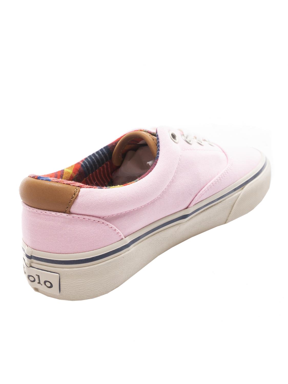 Ralph Lauren Keaton Pony Canvas Sneaker Carmel Pink Madras Buy At Outlet Prices