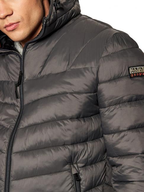 AERONS H 2 Down jacket with hood dark gray solid - Men's down jackets