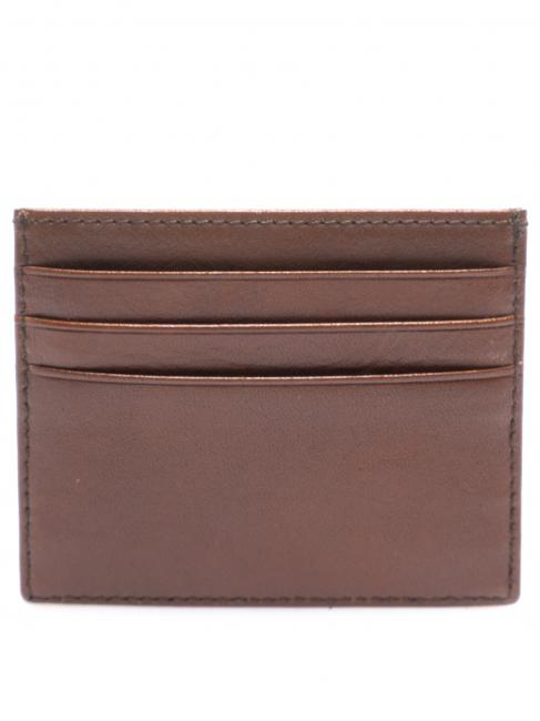 LORENZO Leather card holder Brown / Palladium - Men&rsquo;s Wallets