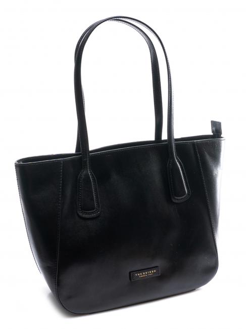 MADDALENA Shopping Bag in leather Black Gold - Women’s Bags