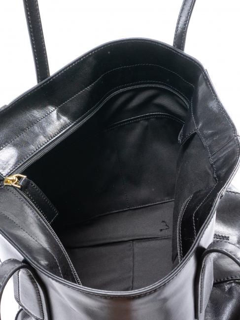 MADDALENA Shopping Bag in leather Black Gold - Women’s Bags