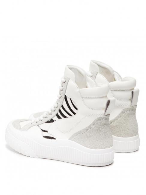 Sneaker alta in pelle con inserti zebrati  white / furry zebra - Women&rsquo;s shoes