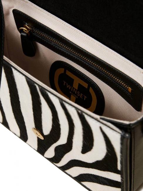 Borsa a tracolla in pelle stampa zebra  furry zebra snow / black - Women&rsquo;s Bags