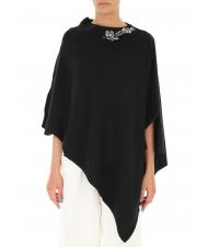 TWINSET Poncho in maglia con ricamo castoni su scollo   black - Scarves - 3