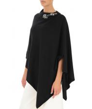 TWINSET Poncho in maglia con ricamo castoni su scollo   black - Scarves - 4