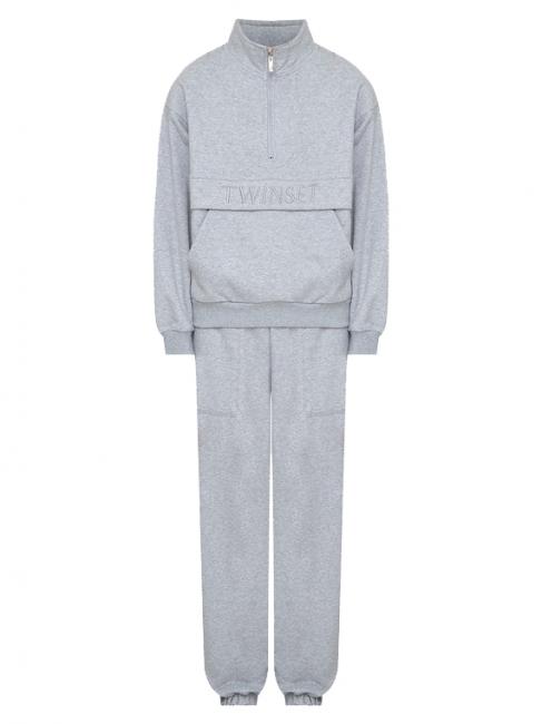 U&B  Complete sweatshirt with embroidery and jogging gray melange - Sports suits for women