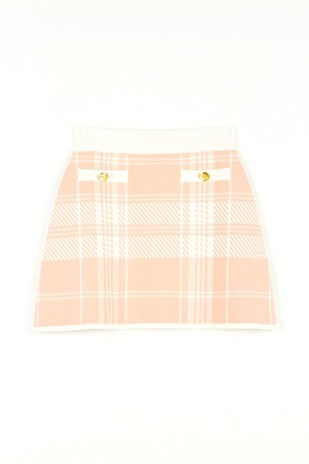 CAPSULE Short skirt in check knit check powder pink / ivory - Women's Skirts