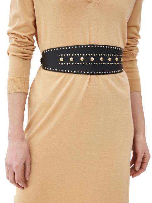 CINTURA ALTA In leather, with studs BLACK - Belts