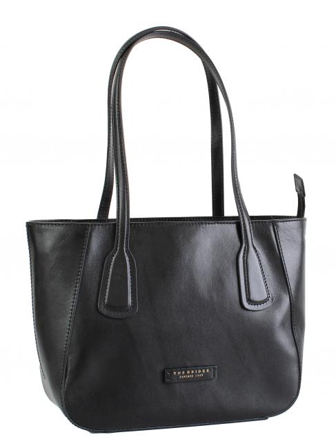 MADDALENA Shoulder shopper, in leather Black Gold - Women’s Bags