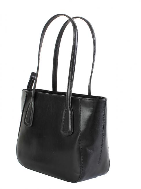 MADDALENA Shoulder shopper, in leather Black Gold - Women’s Bags