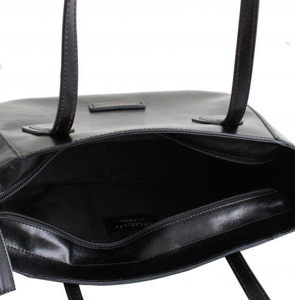 MADDALENA Shoulder shopper, in leather Black Gold - Women’s Bags