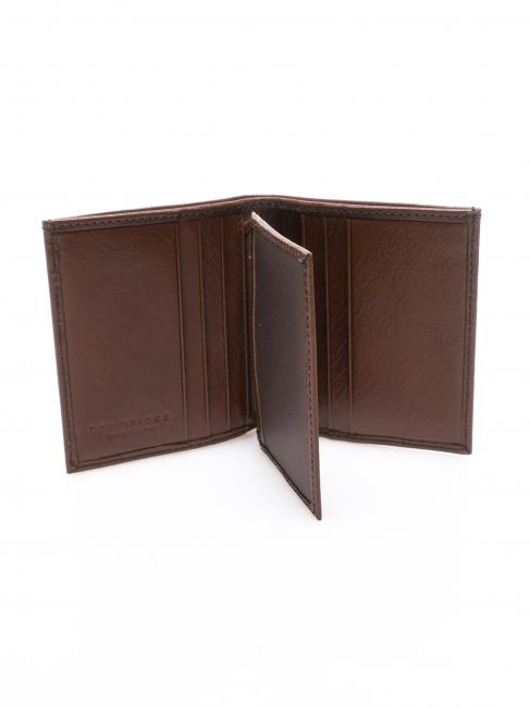 LORENZO Vertical leather wallet Brown / Palladium - Men&rsquo;s Wallets