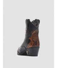 MANILA GRACE Stivaletto camperos basso in pelle con inserti pitonati  black / python - Women’s shoes - 2