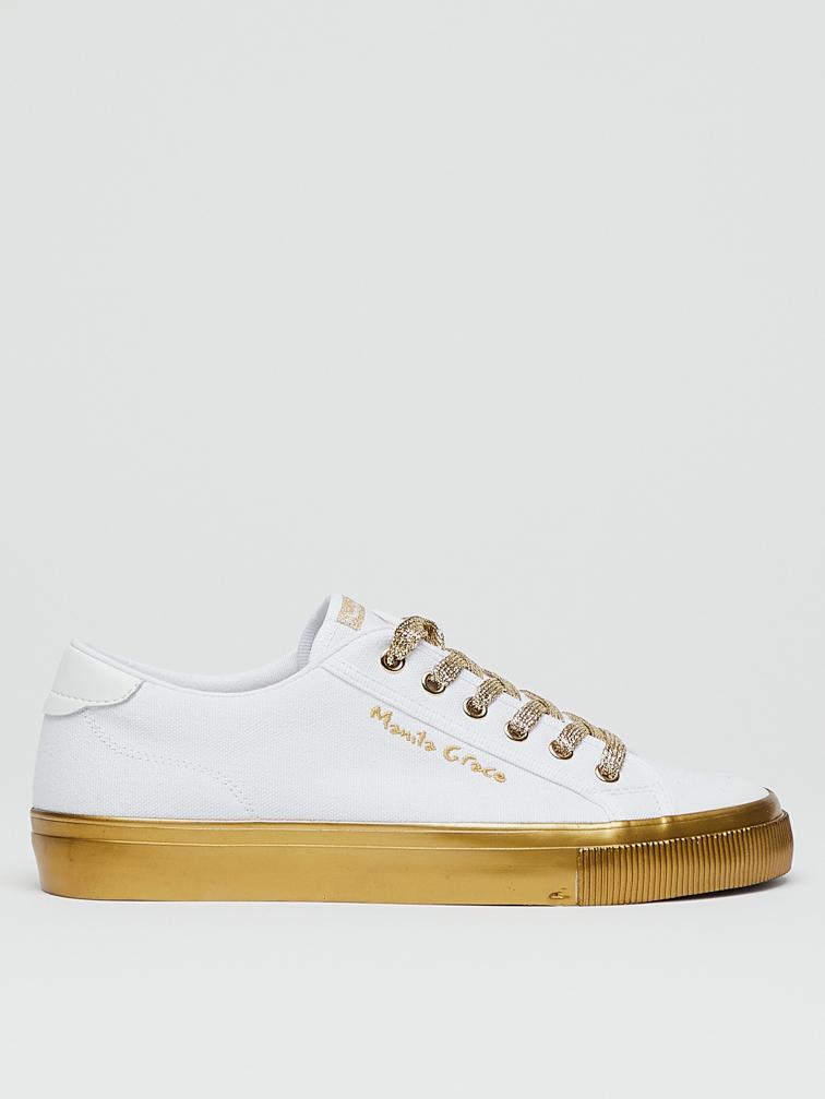 MANILA GRACE Sneaker low top con lacci glitterati