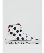 MANILA GRACE Sneaker high top a pois in canvas  White black - Women&rsquo;s shoes - 2