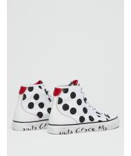 MANILA GRACE Sneaker high top a pois in canvas  White black - Women&rsquo;s shoes - 3