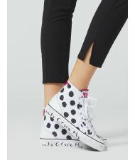 MANILA GRACE Sneaker high top a pois in canvas  White black - Women&rsquo;s shoes - 4