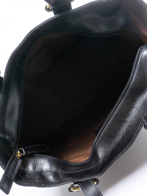 MATILDE Leather shopping bag Black Gold - Women’s Bags