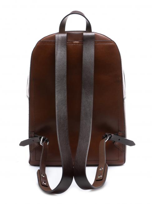 LORENZO Leather backpack for PC 14 " Brown / Palladium - Laptop backpacks