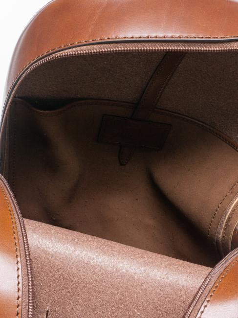 LORENZO Leather backpack for PC 14 " Brown / Palladium - Laptop backpacks