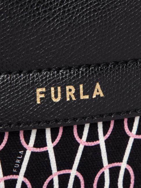 PIPER Chain print canvas and leather backpack black + talc + light pink - Women’s Bags