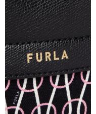 FURLA PIPER Chain print canvas and leather backpack black + talc + light pink - Women’s Bags - 3