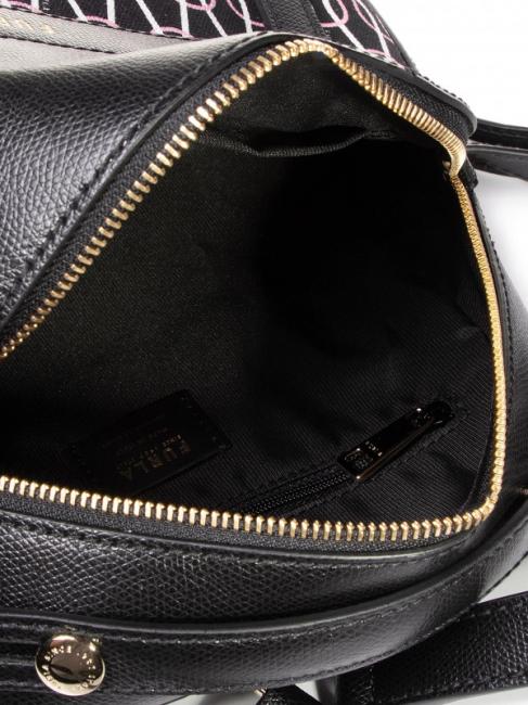 PIPER Chain print canvas and leather backpack black + talc + light pink - Women’s Bags